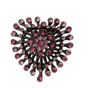 Pink Rhinestone Heart Shaped Brooch